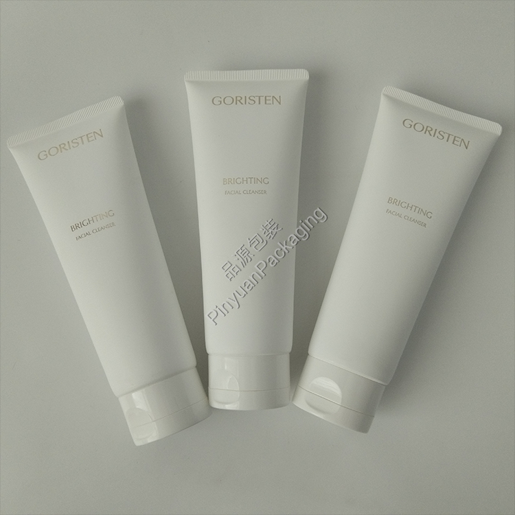 D45 130g Facial Cleanser White PE Cosmetic Tube Flip-top Cap with Six-petal Dispensing hole