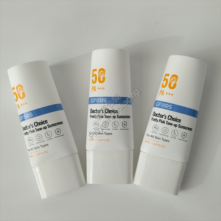 D40 50ml Sunscreen Cream White PE Cosmetic Tube with Oval Screw Cap