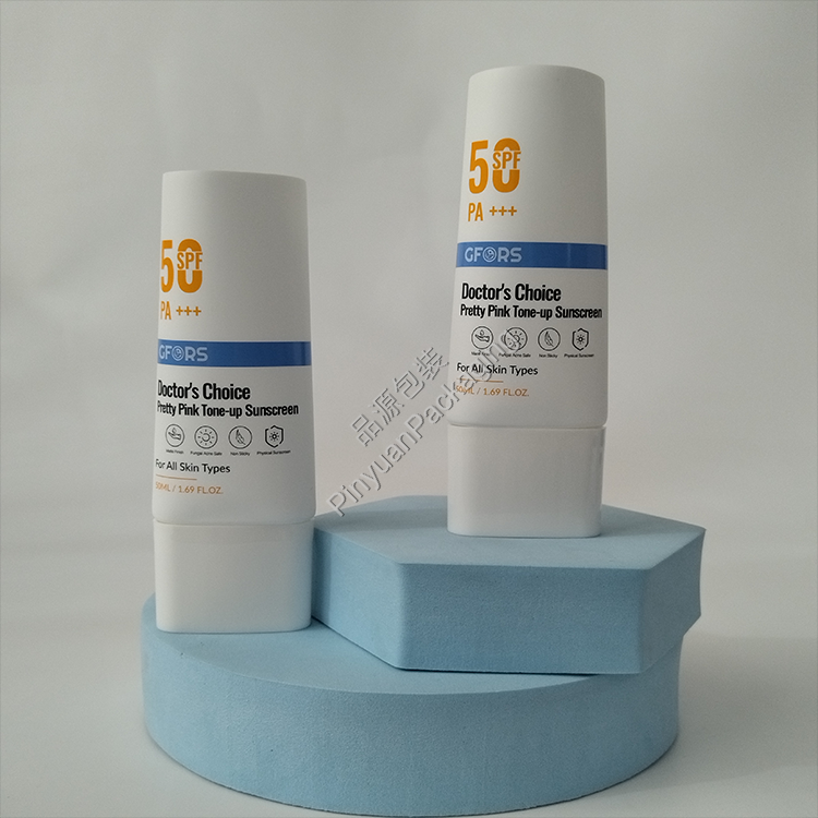 D40 50ml Sunscreen Cream White PE Cosmetic Tube with Oval Screw Cap