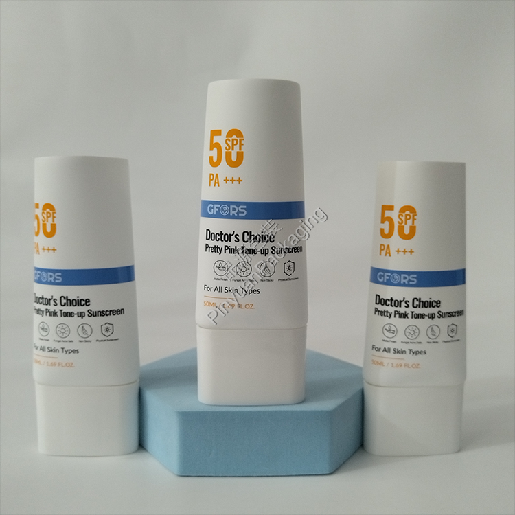 D40 50ml Sunscreen Cream White PE Cosmetic Tube with Oval Screw Cap