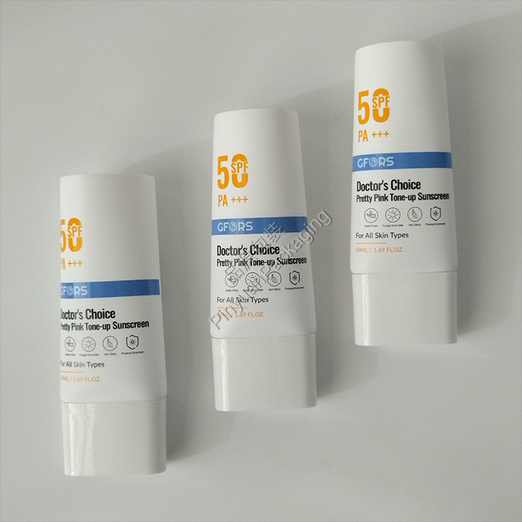 D40 50ml Sunscreen Cream White PE Cosmetic Tube with Oval Screw Cap