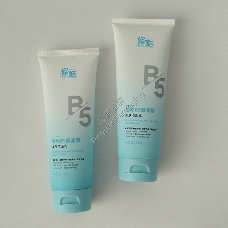 D40 100g Facial Cleanser PE Cosmetic Tube with Blue Flip-top Cap