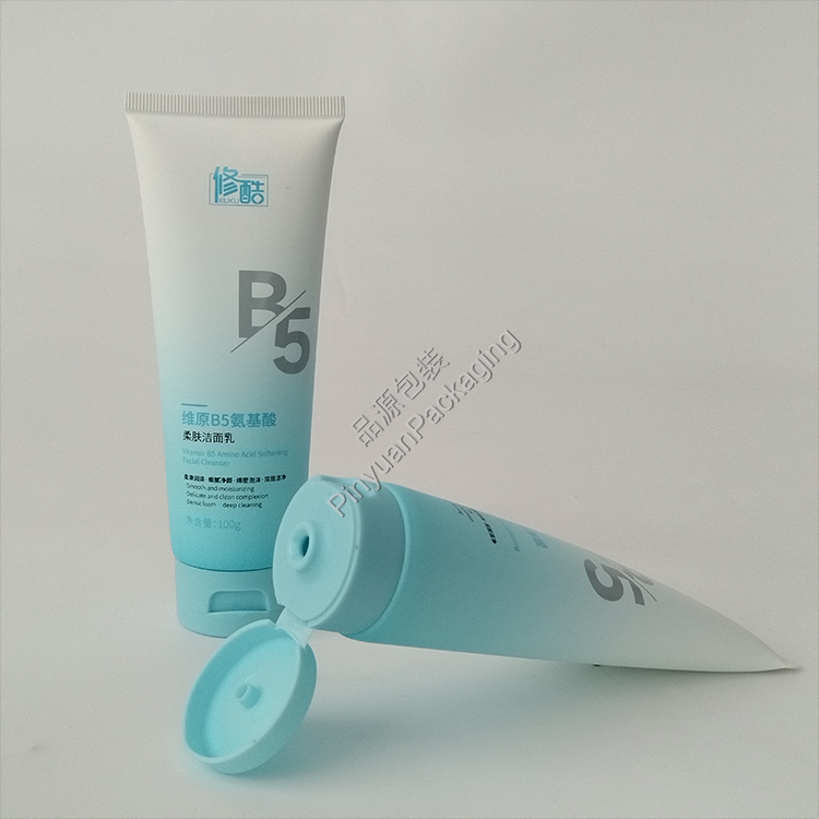 D40 100g Facial Cleanser PE Cosmetic Tube with Blue Flip-top Cap