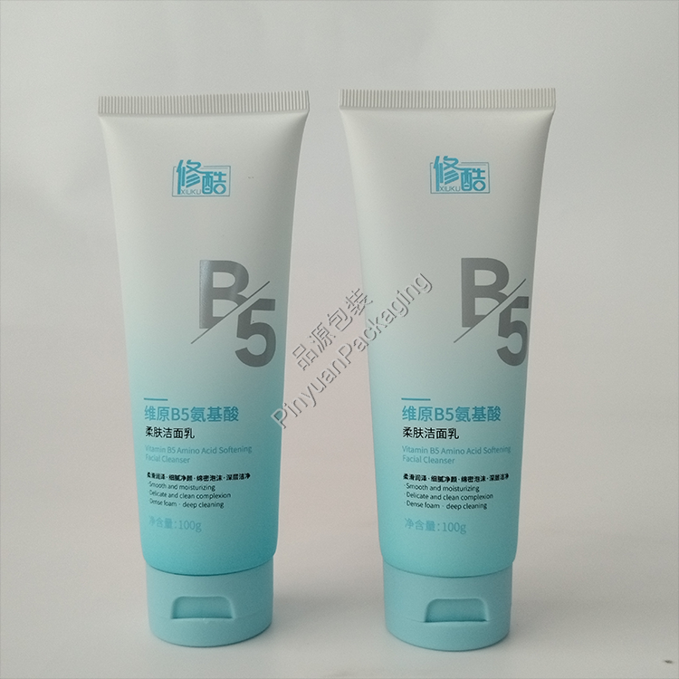 D40 100g Facial Cleanser PE Cosmetic Tube with Blue Flip-top Cap