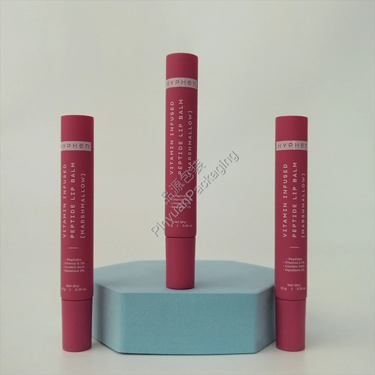 D16 10g Lip Balm Pink PE Cosmetic Tube with Screw Cap