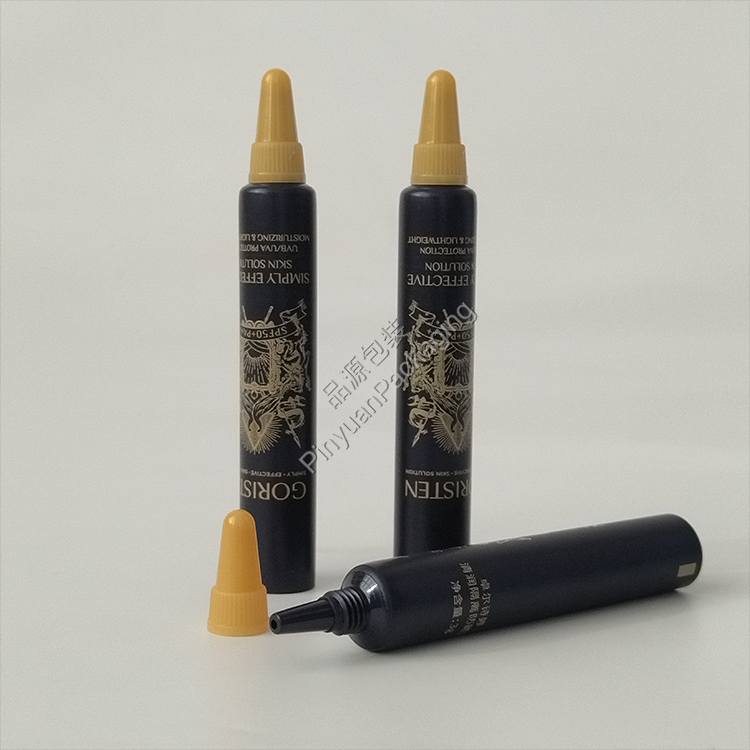 D13 3g Skincare Sunscreen Cream Dark Blue PE Cosmetic Tube with Gold Nozzle Cap