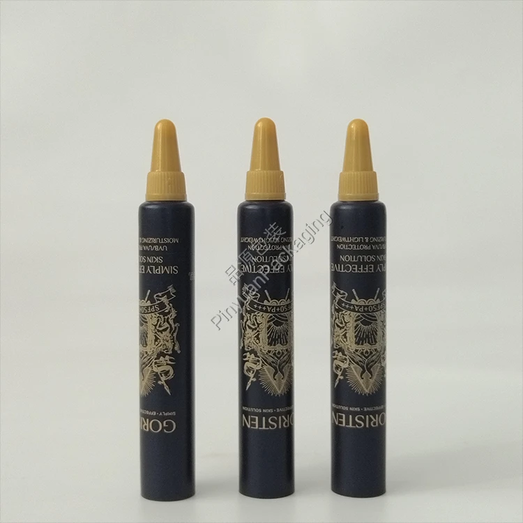 D13 3g Skincare Sunscreen Cream Dark Blue PE Cosmetic Tube with Gold Nozzle Cap