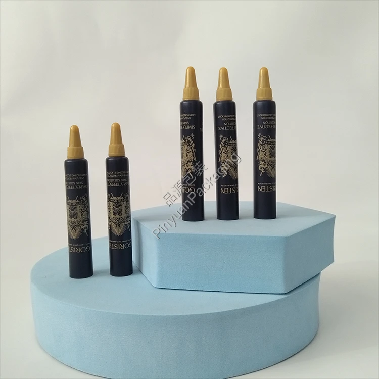 D13 3g Skincare Sunscreen Cream Dark Blue PE Cosmetic Tube with Gold Nozzle Cap