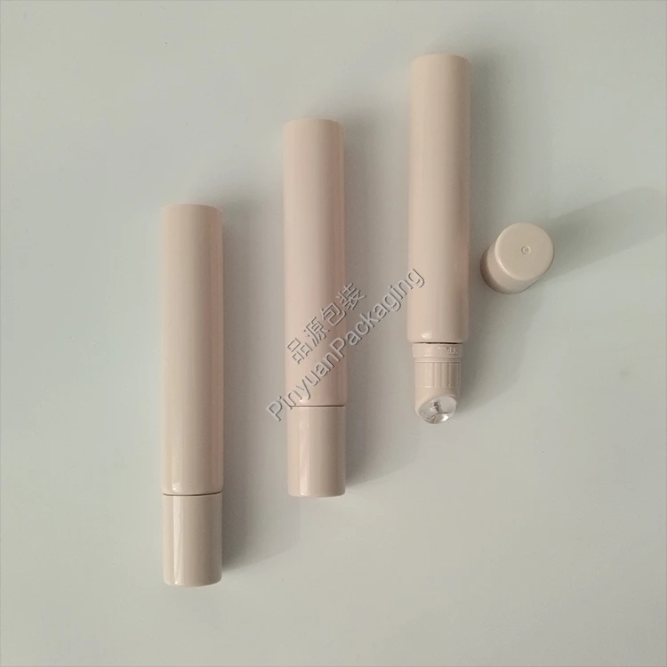 D19 20ml Lip Balm Massage Cream Light Pink PE Cosmetic Tube Screw Cap with Silicone Massage Applicator