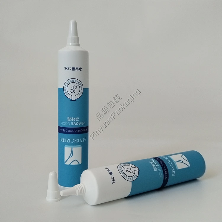 D22 25g Remove Odor Cream PE Cosmetic Tube with White Nozzle Cap