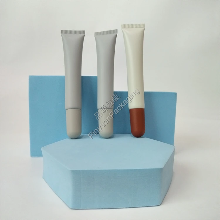 D19 20g Lip Balm Cream Light Grey PE Cosmetic Tube with Screw Cap