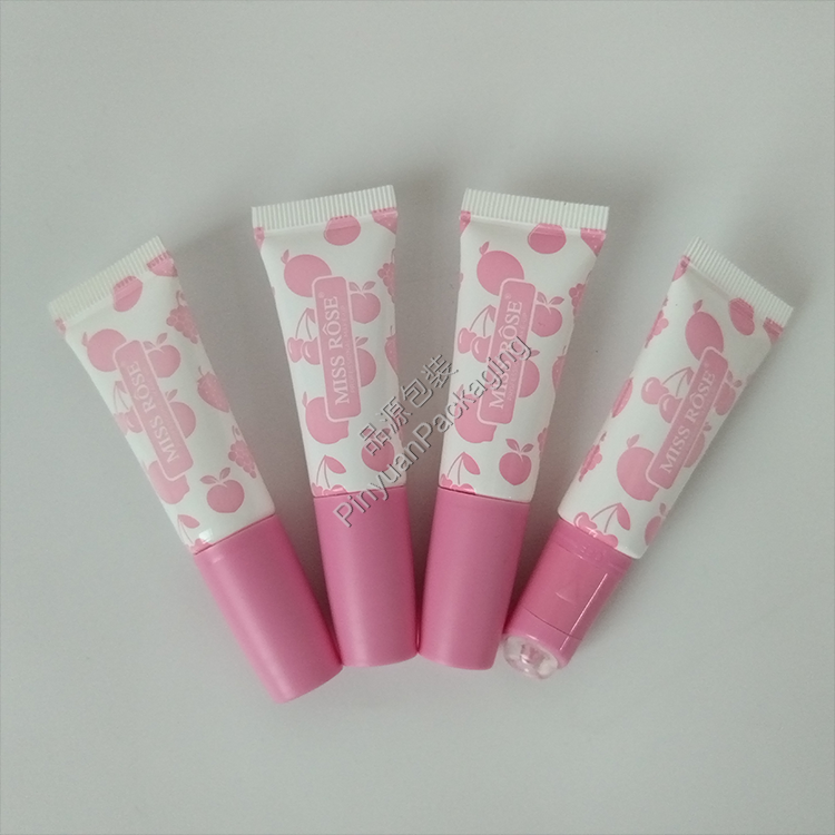 D19 10ml Lip Balm Massage Cream PE Cosmetic Tube with Pink Screw Cap