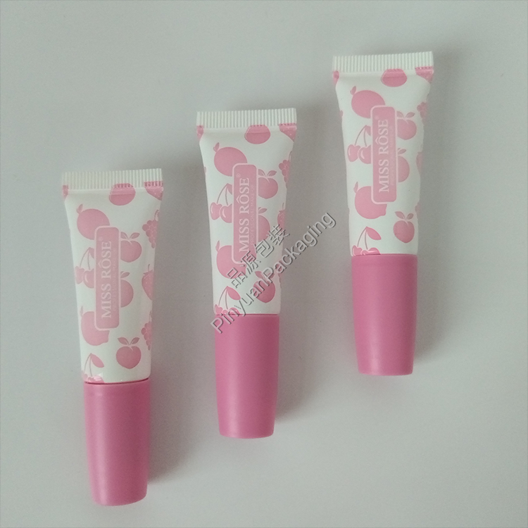 D19 10ml Lip Balm Massage Cream PE Cosmetic Tube with Pink Screw Cap