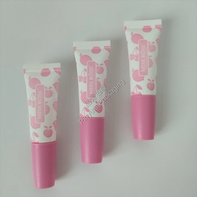 D19 10ml Lip Balm Massage Cream PE Cosmetic Tube with Pink Screw Cap