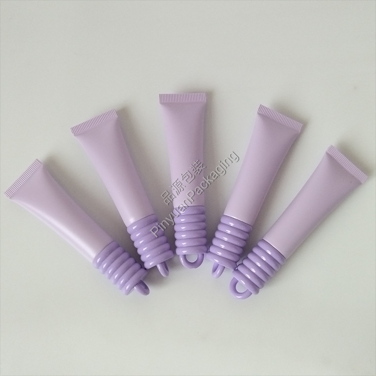 D19 10ml Lip Balm Massage Cream Purple PE Cosmetic Tube with Cute Round Screw Cap