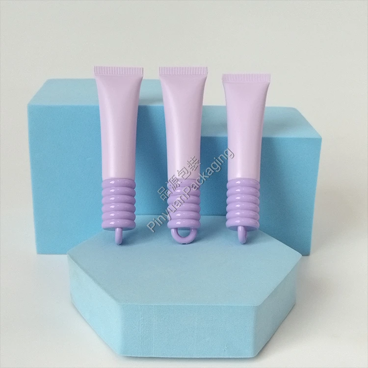 D19 10ml Lip Balm Massage Cream Purple PE Cosmetic Tube with Cute Round Screw Cap