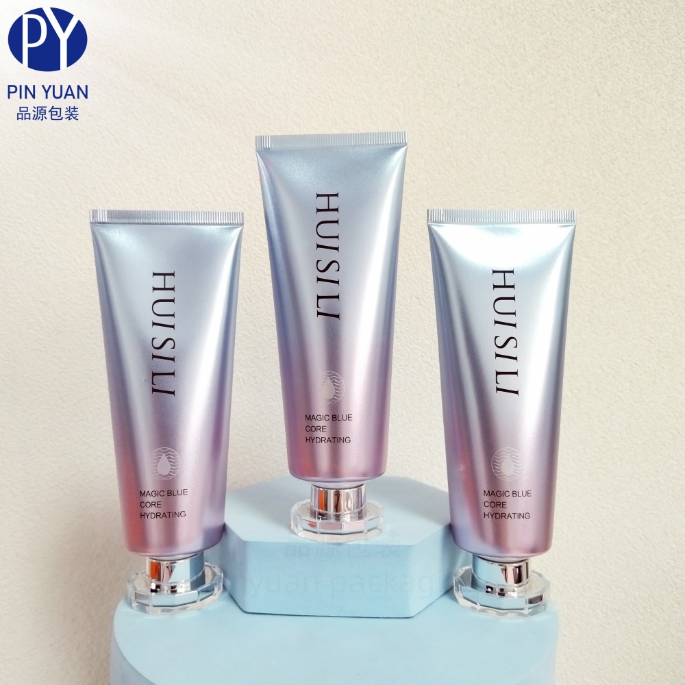 D40 120g High-Gloss Matte ABL Plastic Cosmetic Tube with Acrylic Silver T-Shaped  Screw Cap for Facial  Cleanser Tube