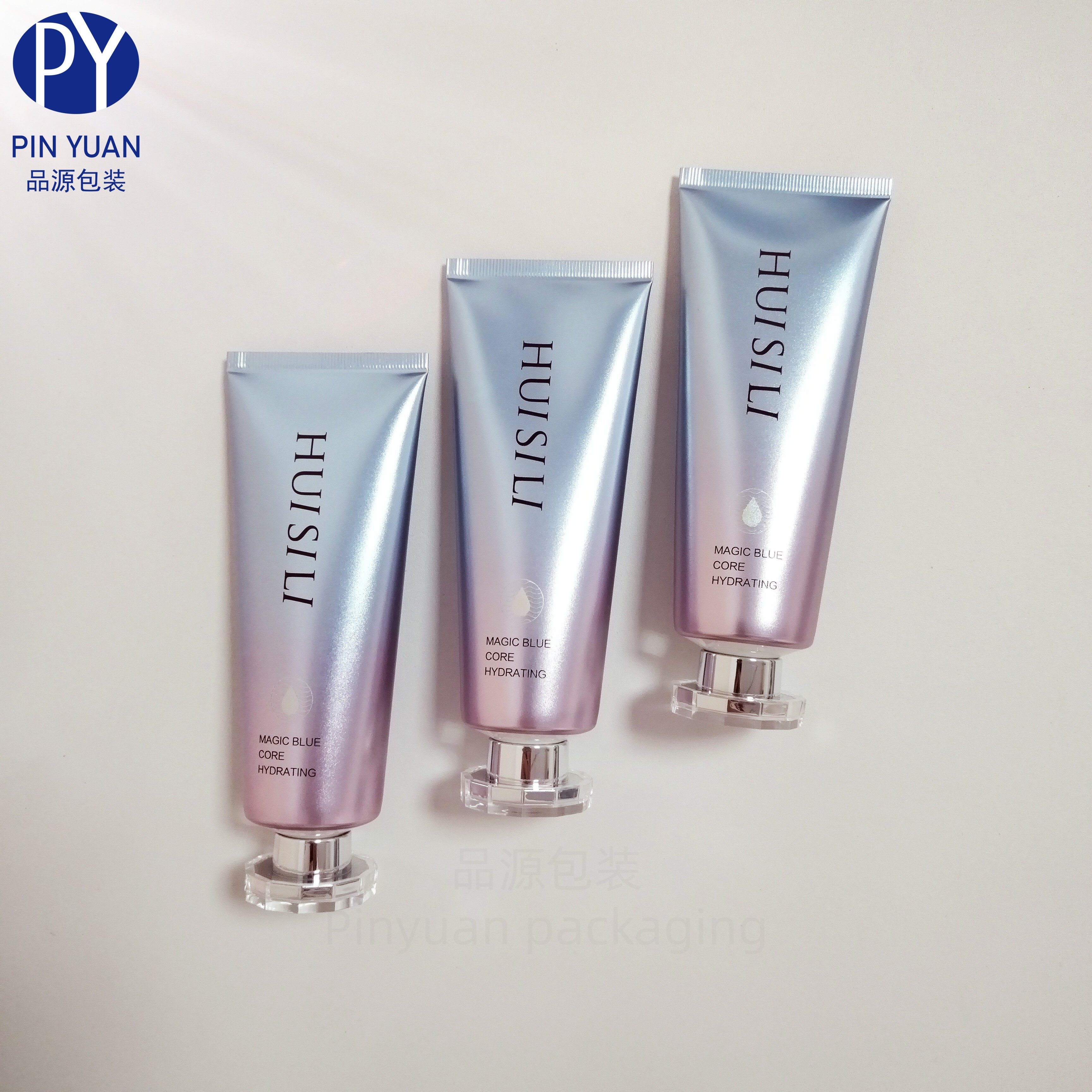 D40 120g High-Gloss Matte ABL Plastic Cosmetic Tube with Acrylic Silver T-Shaped  Screw Cap for Facial  Cleanser Tube
