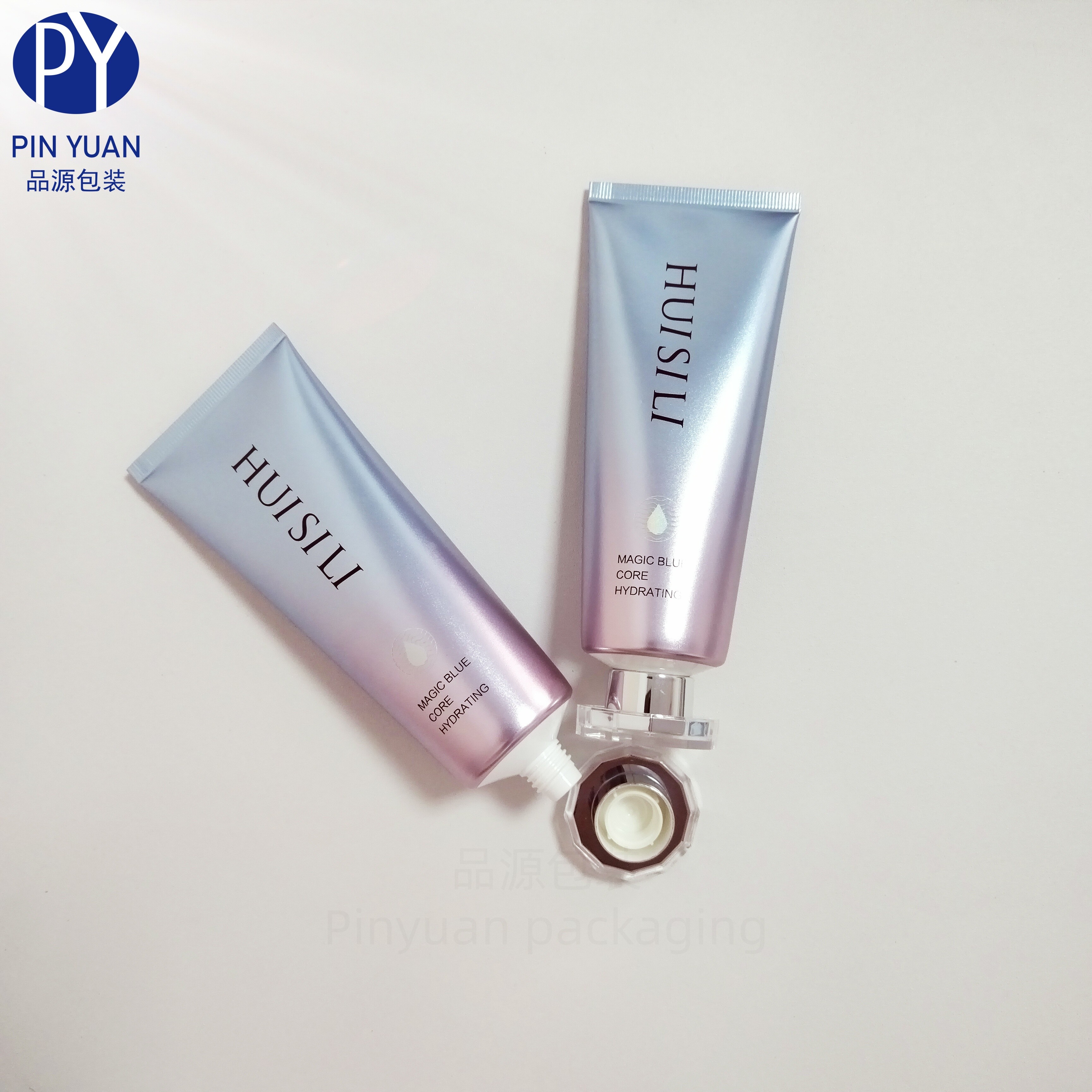 D40 120g High-Gloss Matte ABL Plastic Cosmetic Tube with Acrylic Silver T-Shaped  Screw Cap for Facial  Cleanser Tube