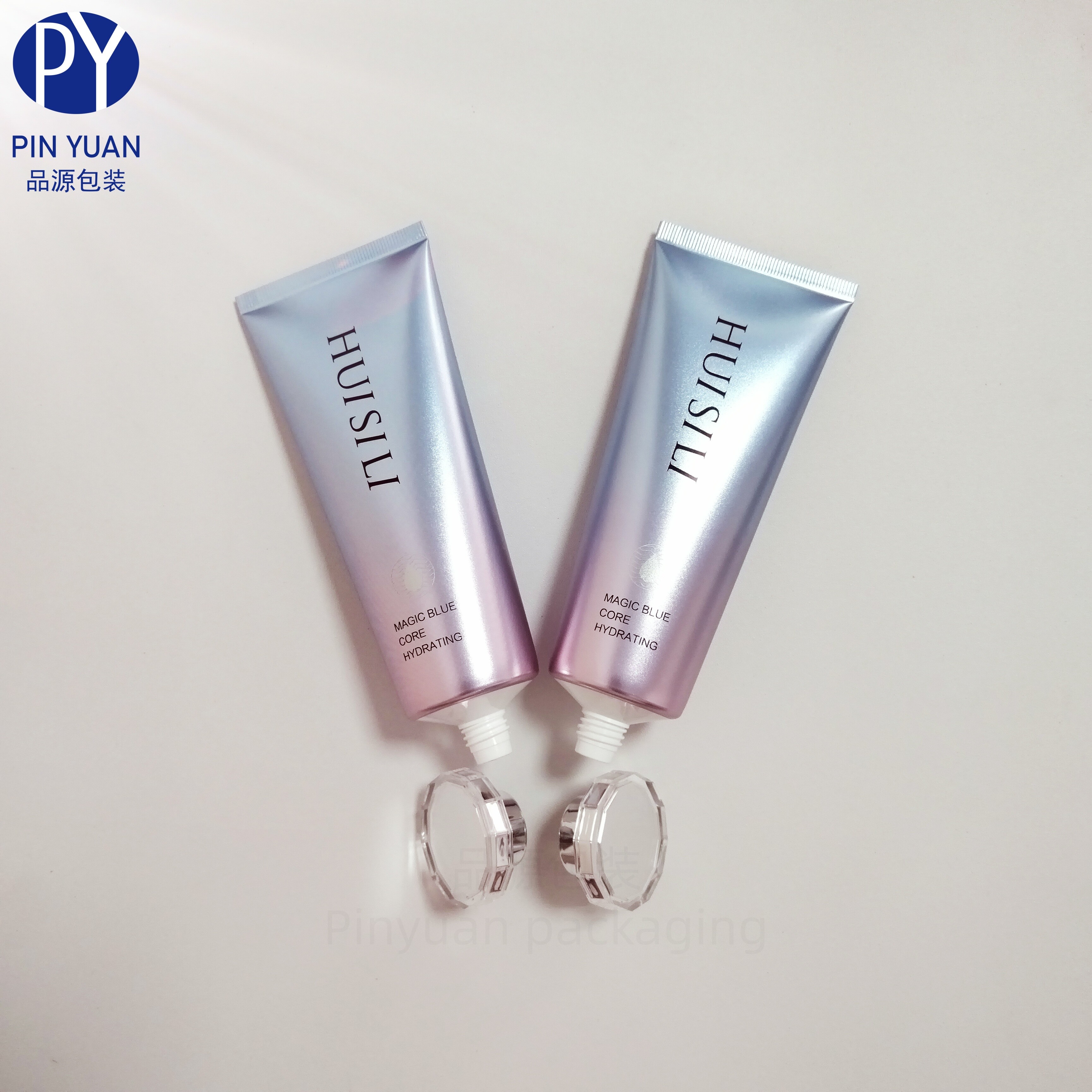 D40 120g High-Gloss Matte ABL Plastic Cosmetic Tube with Acrylic Silver T-Shaped  Screw Cap for Facial  Cleanser Tube