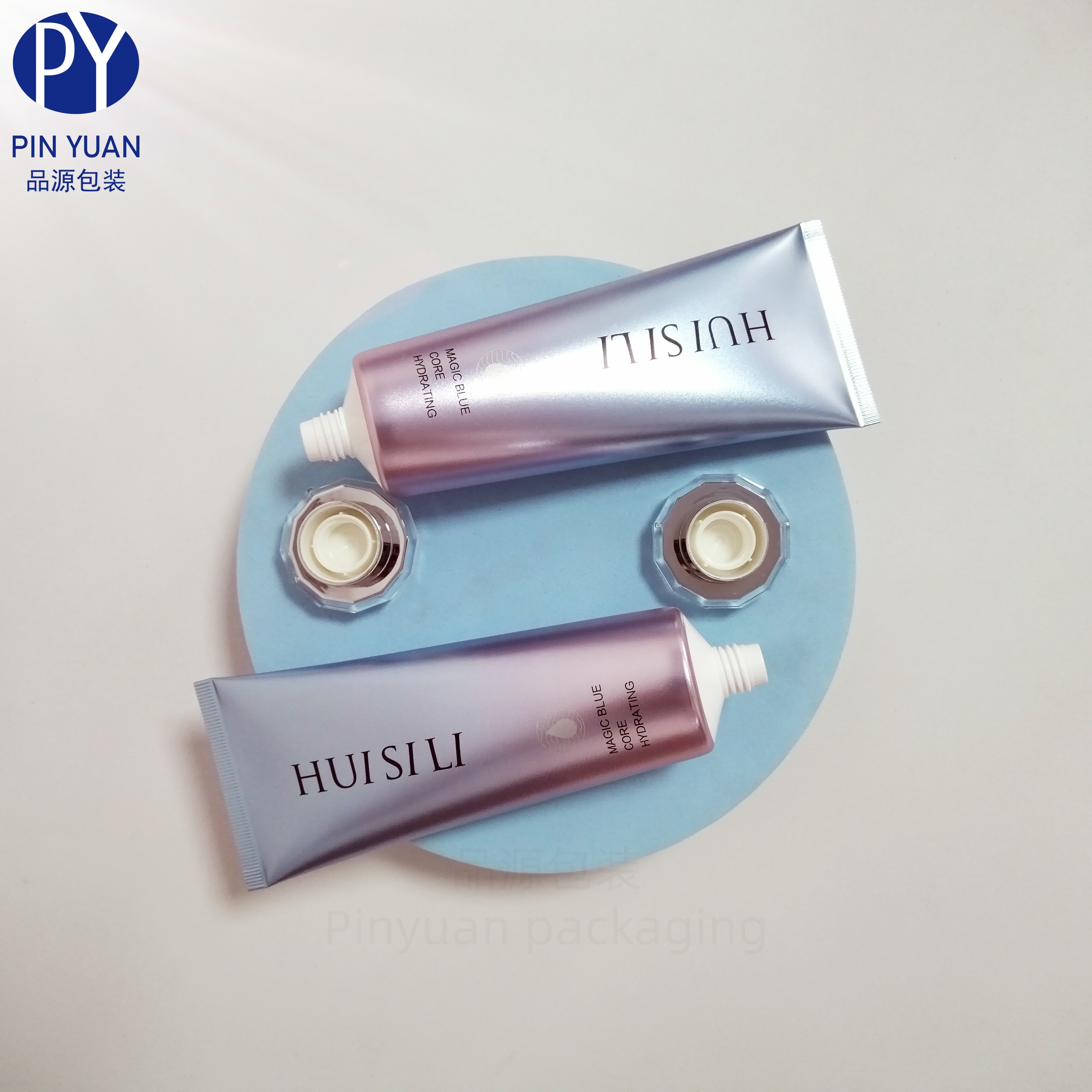 D40 120g High-Gloss Matte ABL Plastic Cosmetic Tube with Acrylic Silver T-Shaped  Screw Cap for Facial  Cleanser Tube