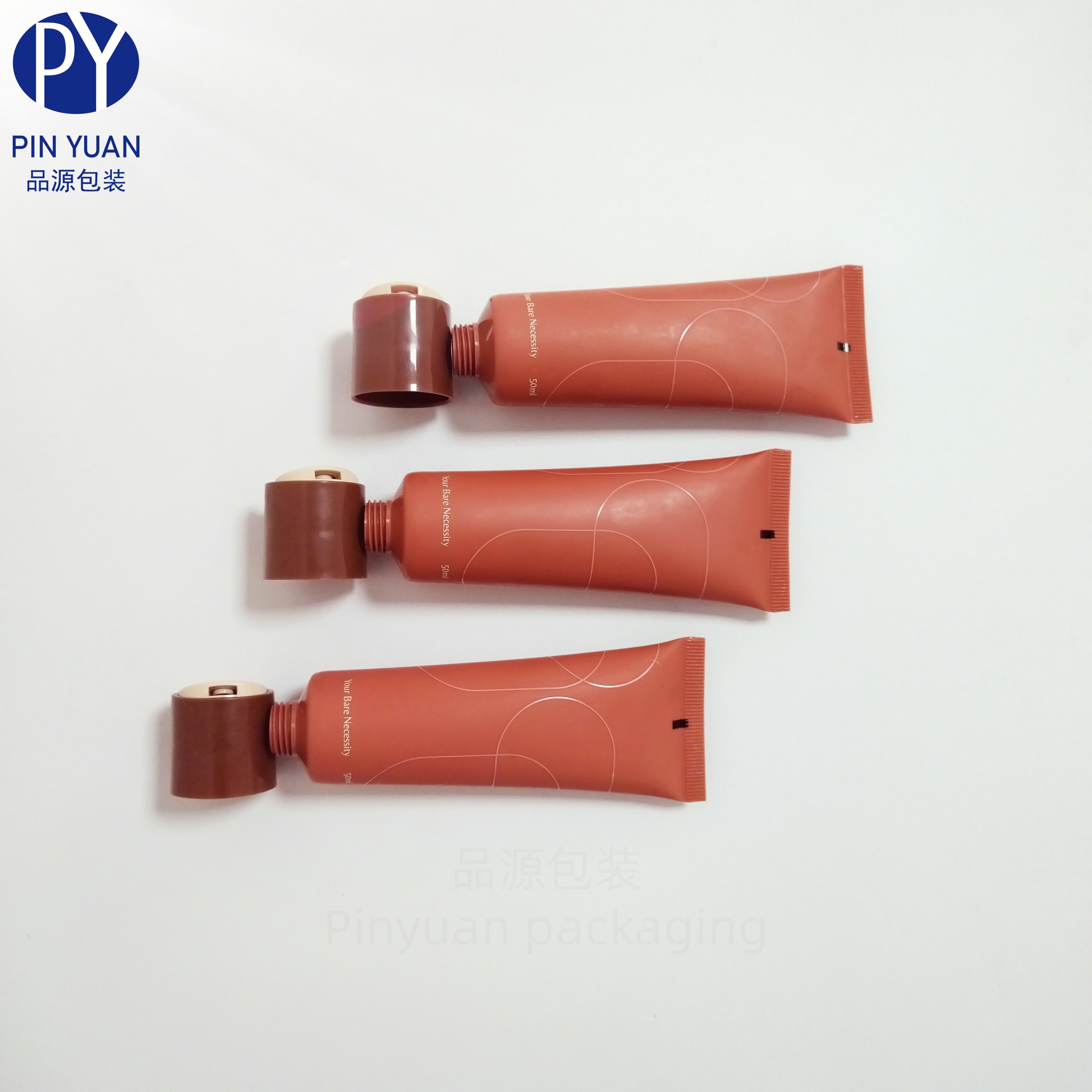 D25 50ml PE Cosmetic Plastic Skincare Body Lotion Tube with  Double-colored Screw Swing Cap