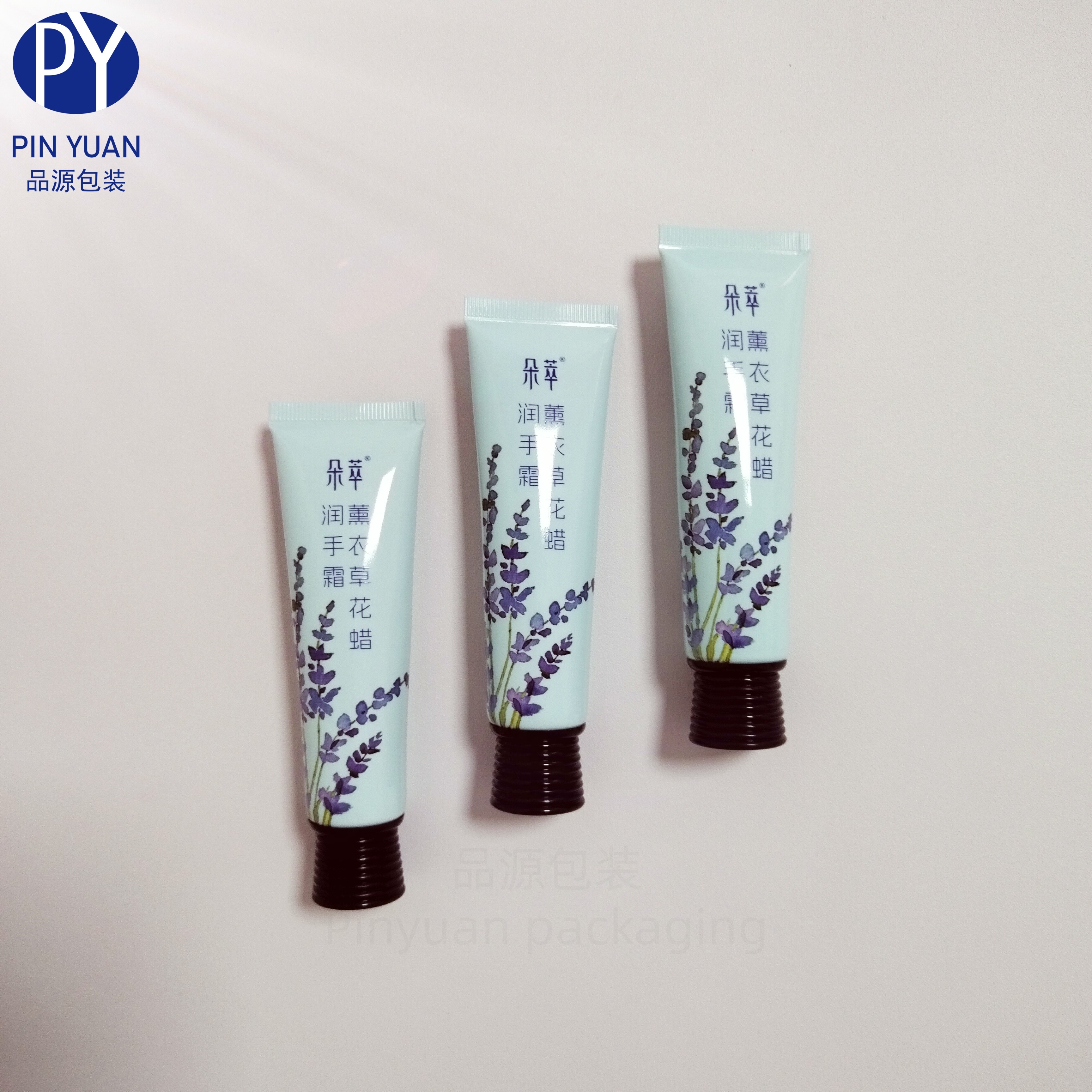 D25 30g Lavender Flower Pattern Hand Cream ABL Cosmetic Tube with Black Threaded Screaw Cap