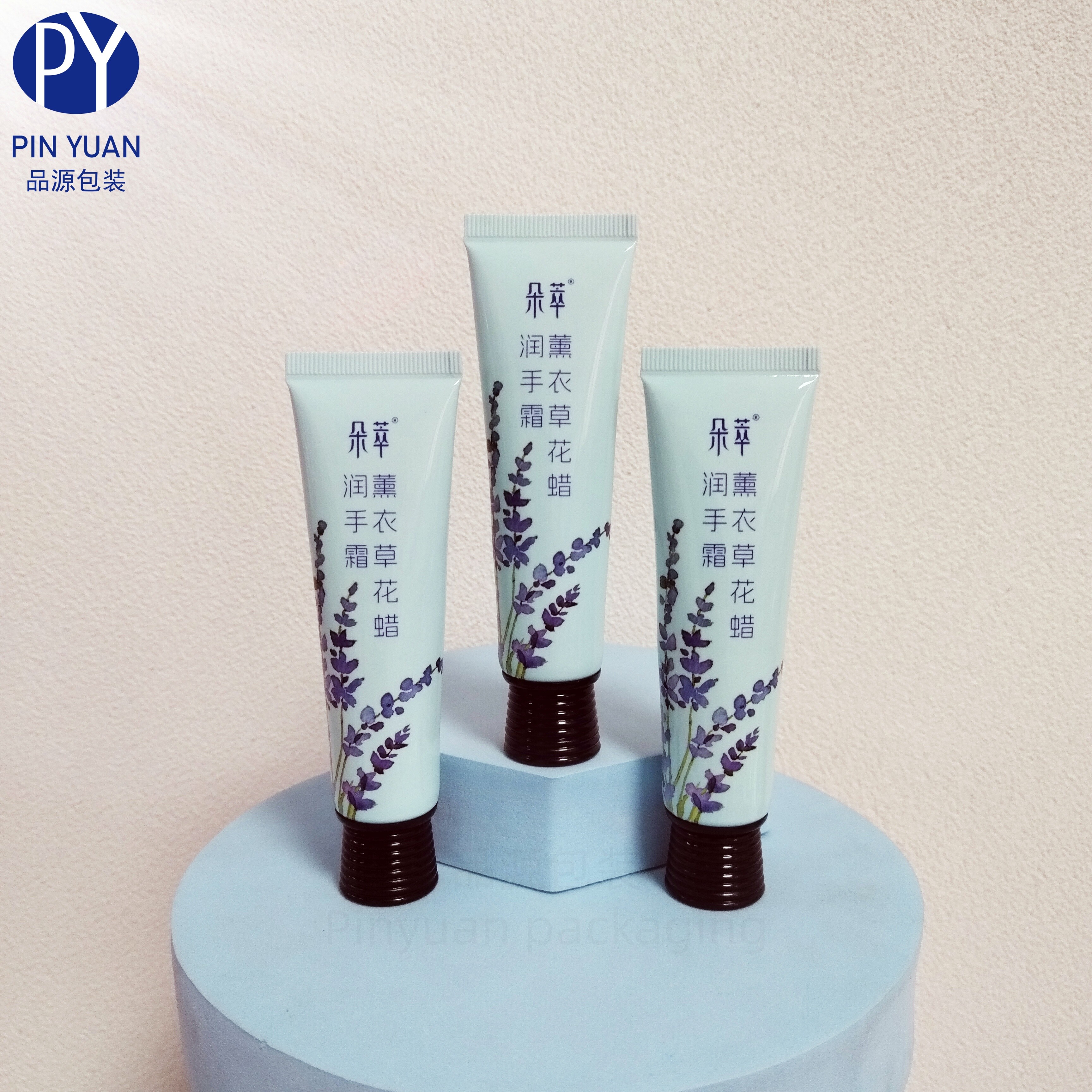 D25 30g Lavender Flower Pattern Hand Cream ABL Cosmetic Tube with Black Threaded Screaw Cap