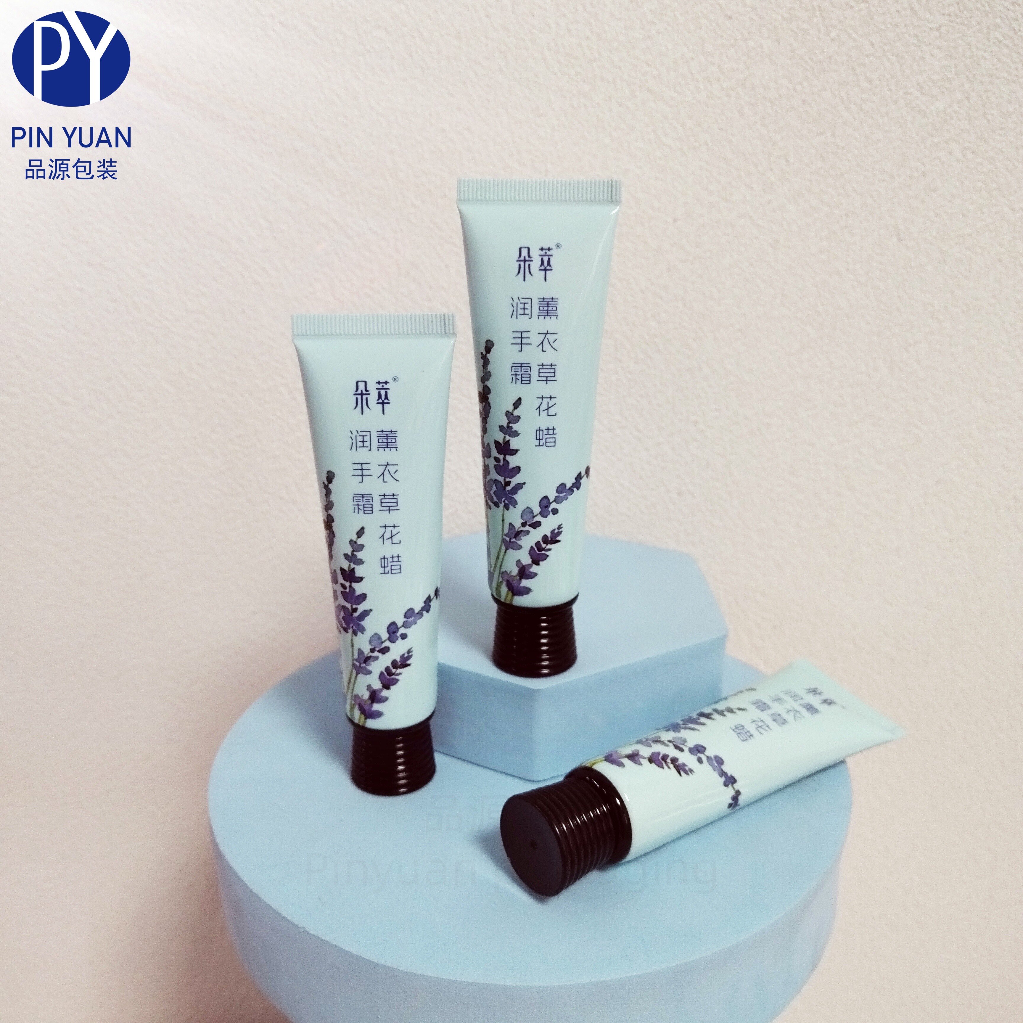 D25 30g Lavender Flower Pattern Hand Cream ABL Cosmetic Tube with Black Threaded Screaw Cap