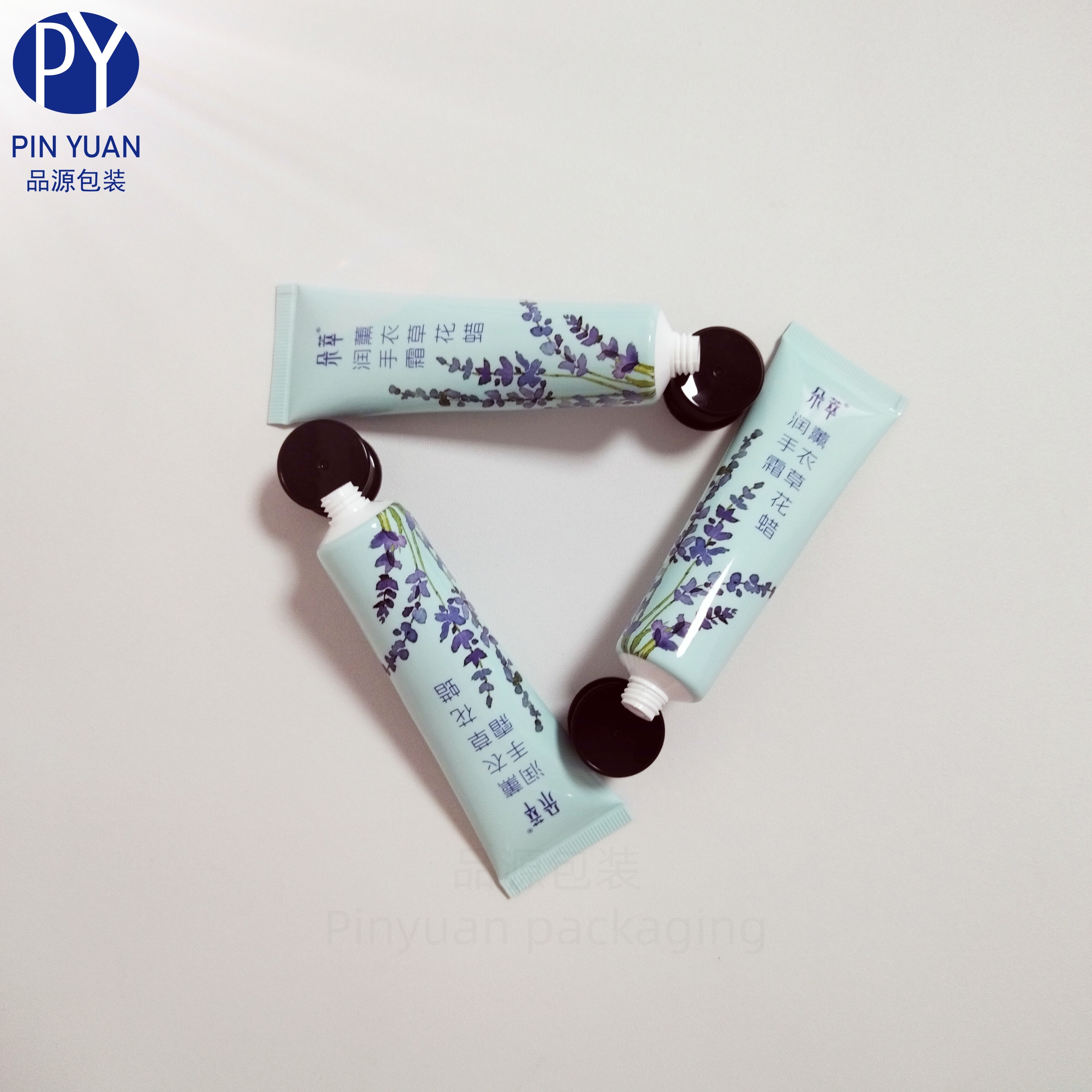 D25 30g Lavender Flower Pattern Hand Cream ABL Cosmetic Tube with Black Threaded Screaw Cap