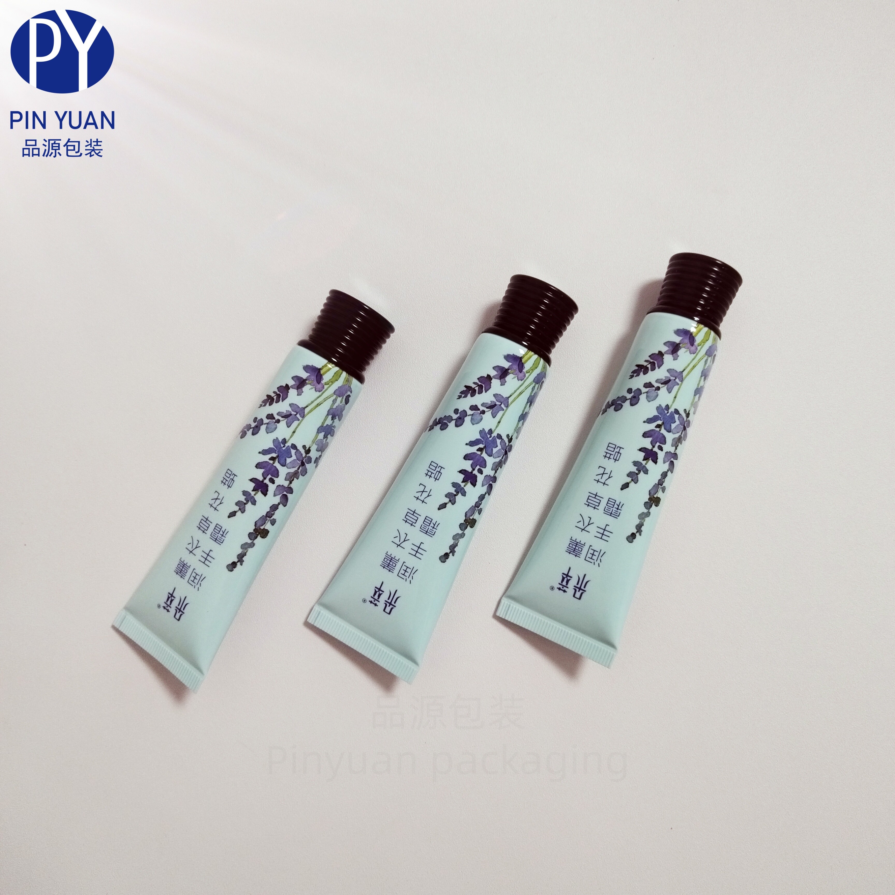 D25 30g Lavender Flower Pattern Hand Cream ABL Cosmetic Tube with Black Threaded Screaw Cap