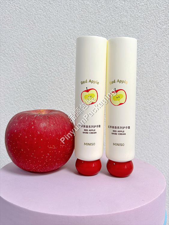 D30 50g Hand Cream PE Cosmetic Tube with Cute Red Apple Round Screw Cap