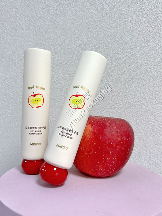 D30 50g Hand Cream PE Cosmetic Tube with Cute Red Apple Round Screw Cap