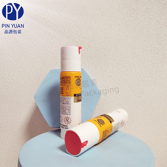 D35 50g Sunscreen Cream Lotion PBL Cosmetic Tube with White & Pink Pump Cap