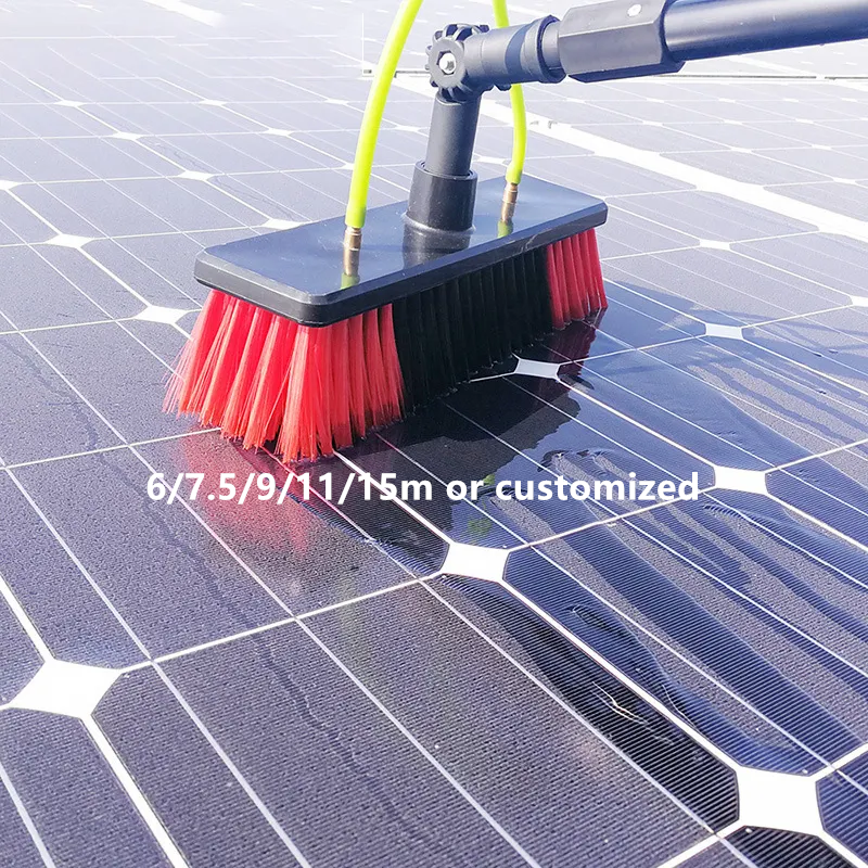 Photovoltaic manual water spray brush