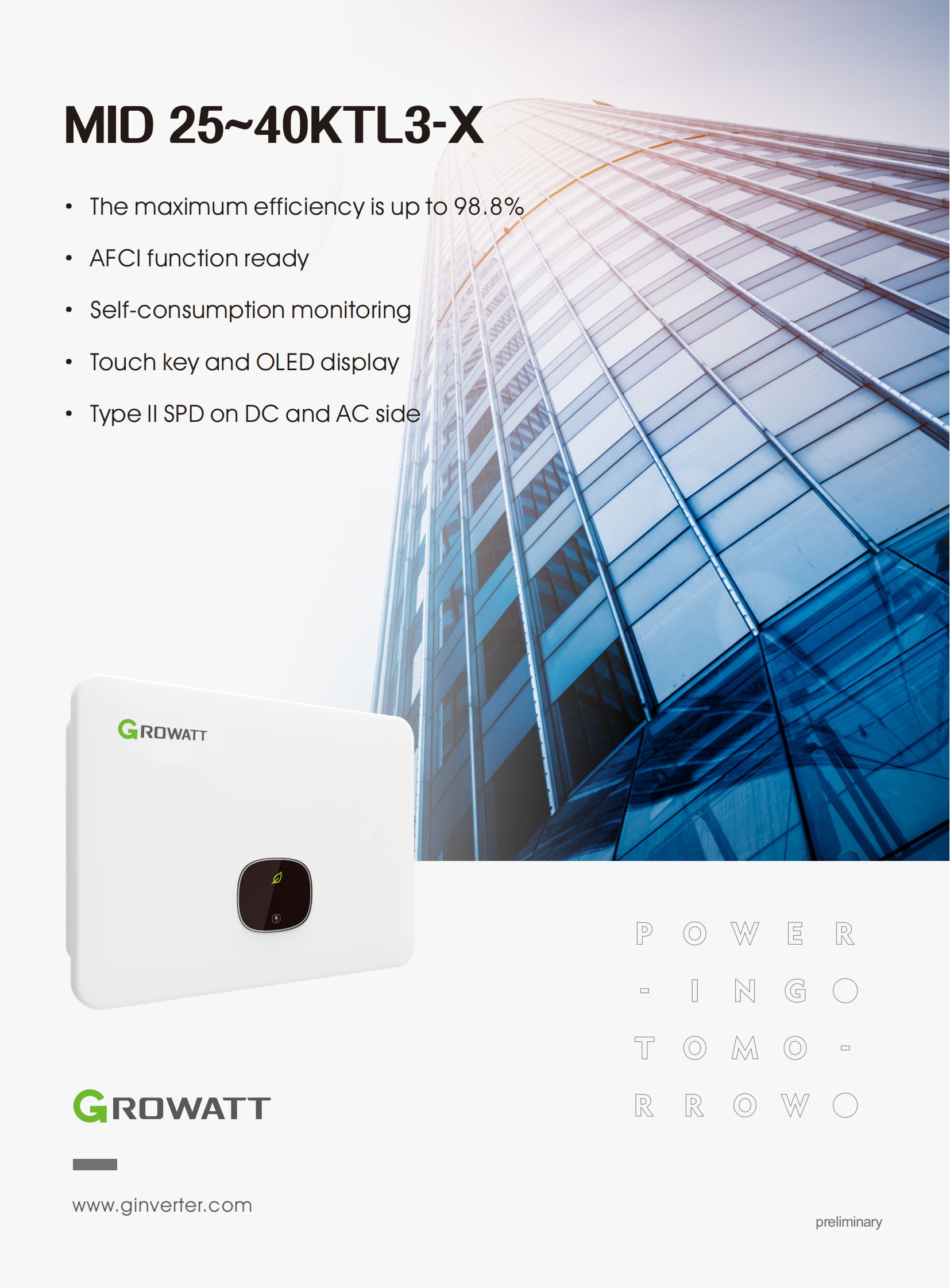 On grid PV inverter-Commercial & Industrial PV Inverter-MID25~40KTL3-X