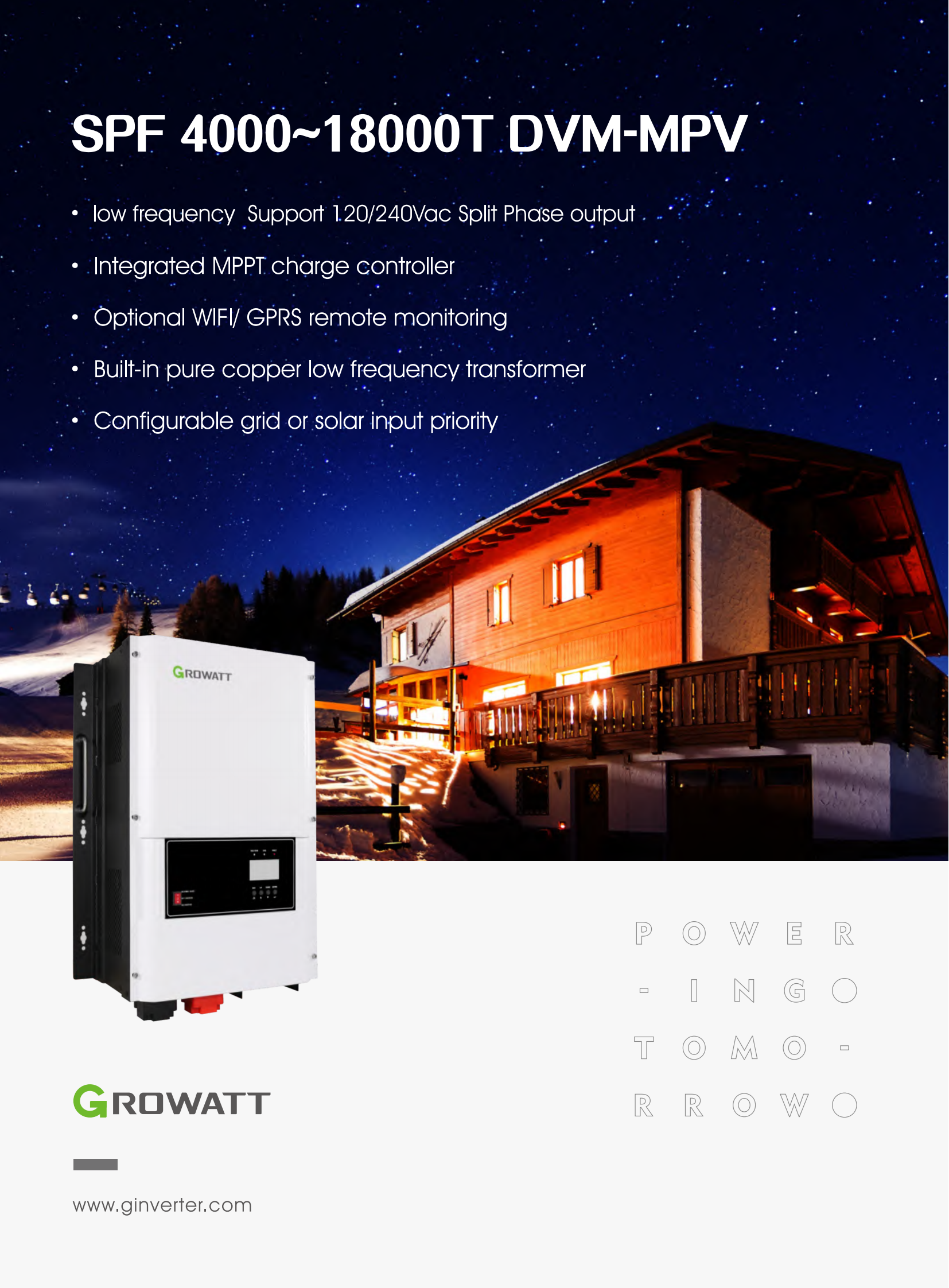 Off-Grid storage Inverter-Split Phase Off-Grid-SPF 4000-18000T DVM-MPV