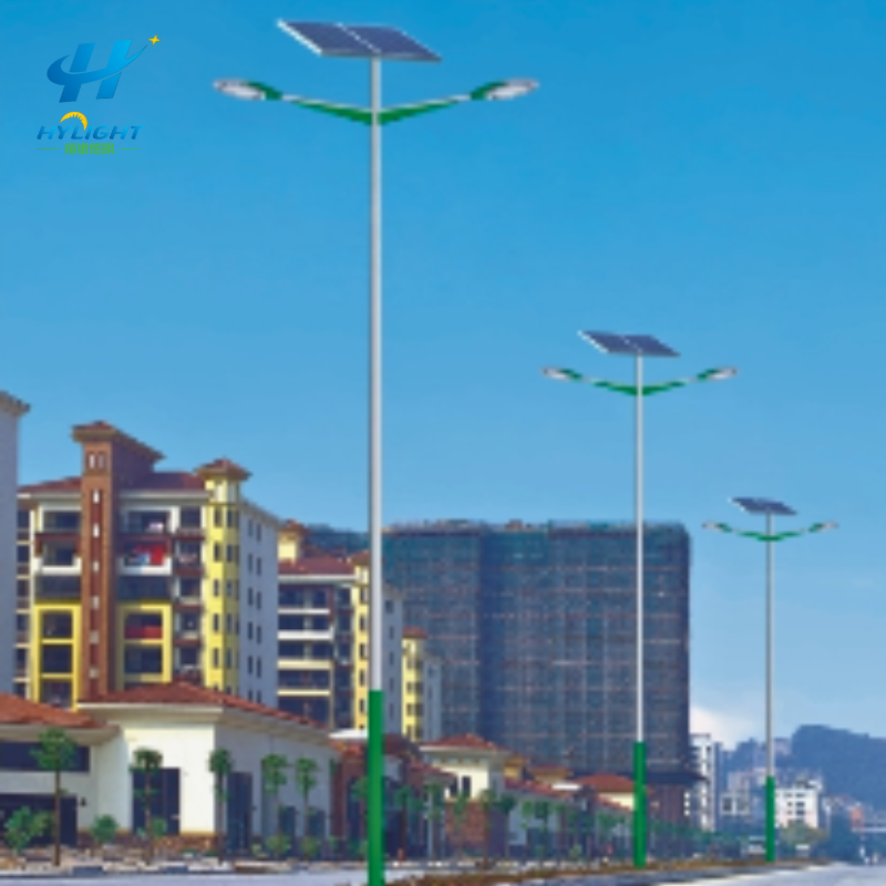 Outdoor Double Single Arm Galvanized Steel Solar Street Light Pole
