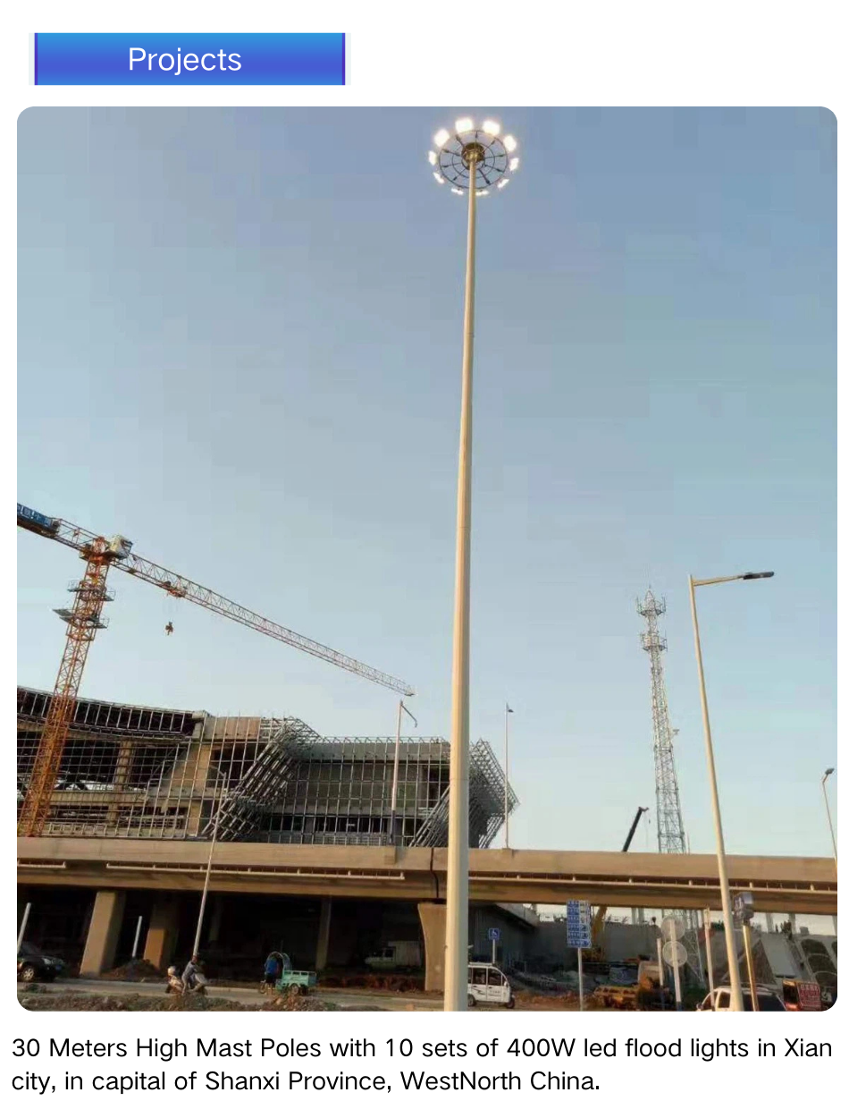 Outdoor Galvanized Steel 25 Meter High Mast Light Pole
