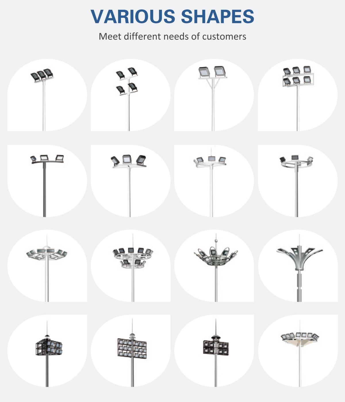 Outdoor Galvanized Steel 25 Meter High Mast Light Pole