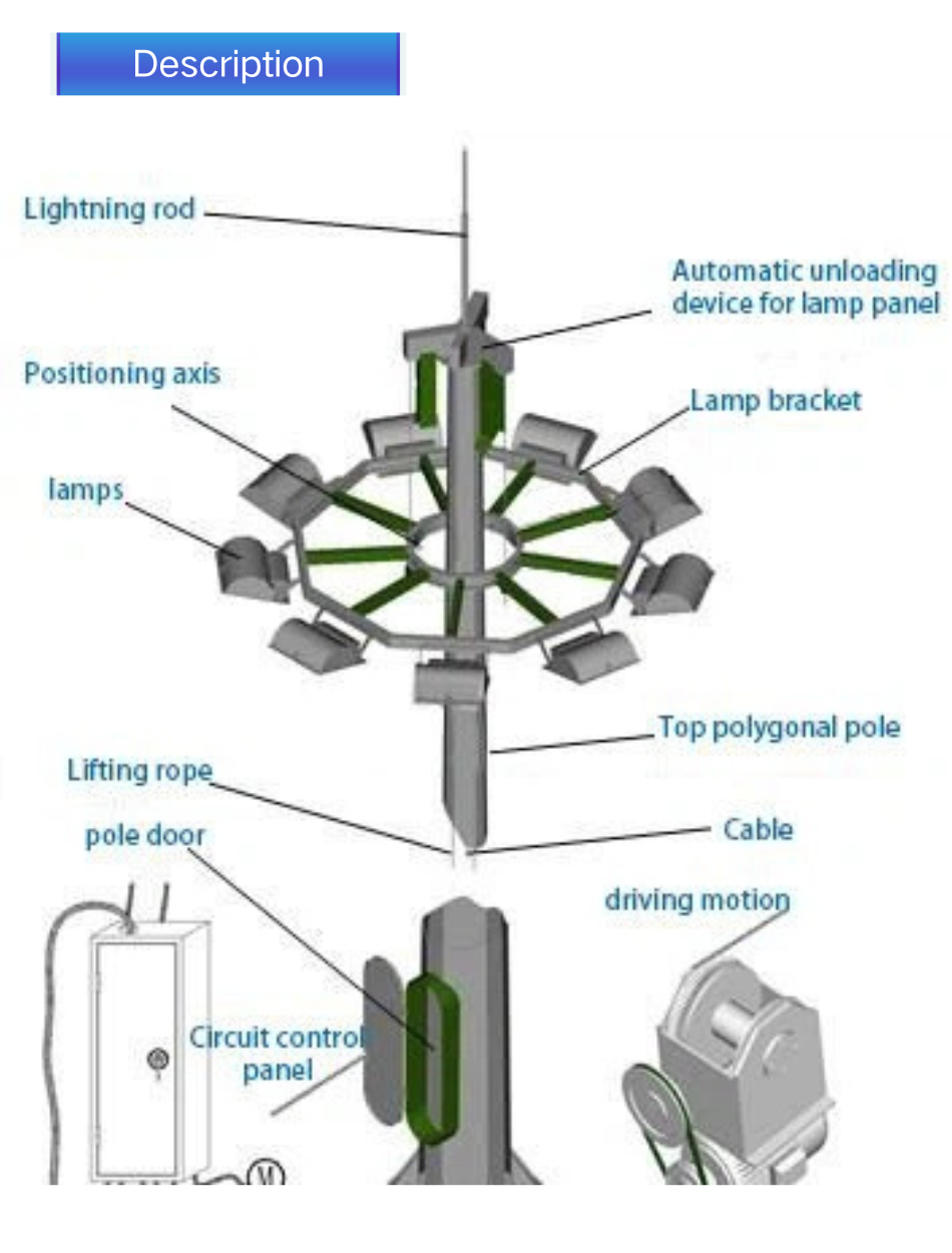 Manufacturer steel Q235 20m High Mast Light pole