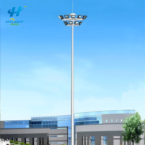 high mast with raising lowering system for large area lighting maintenance