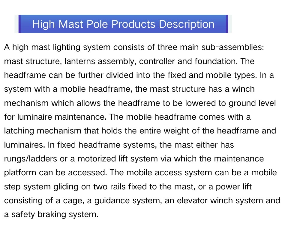 High Mast with Safety Cage Ladder