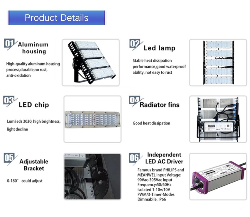 300W Stadium Lighting Adjustable Angle LED Flood Light