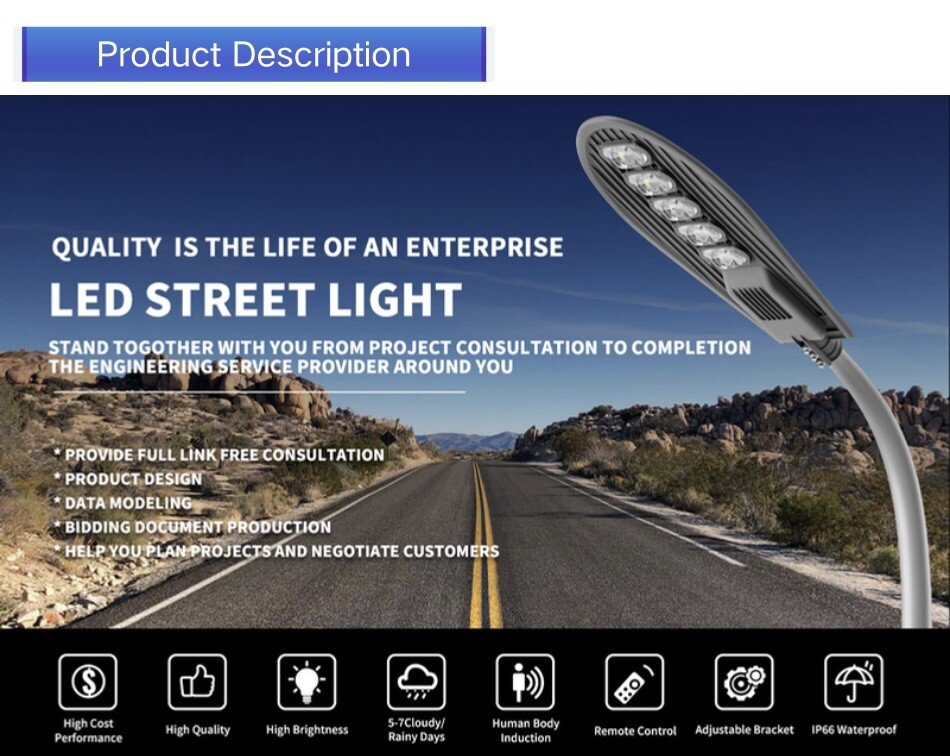 50W outdoor high brightness city circuit light 6 meters LED street light