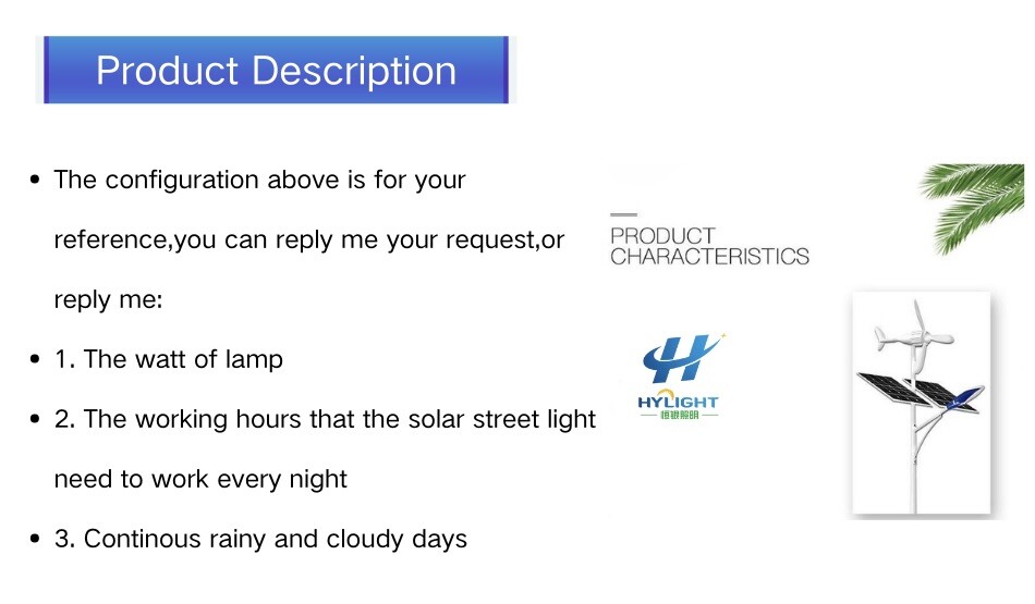 Wind Hybrid Turbine and Solar Power Solar Street Light