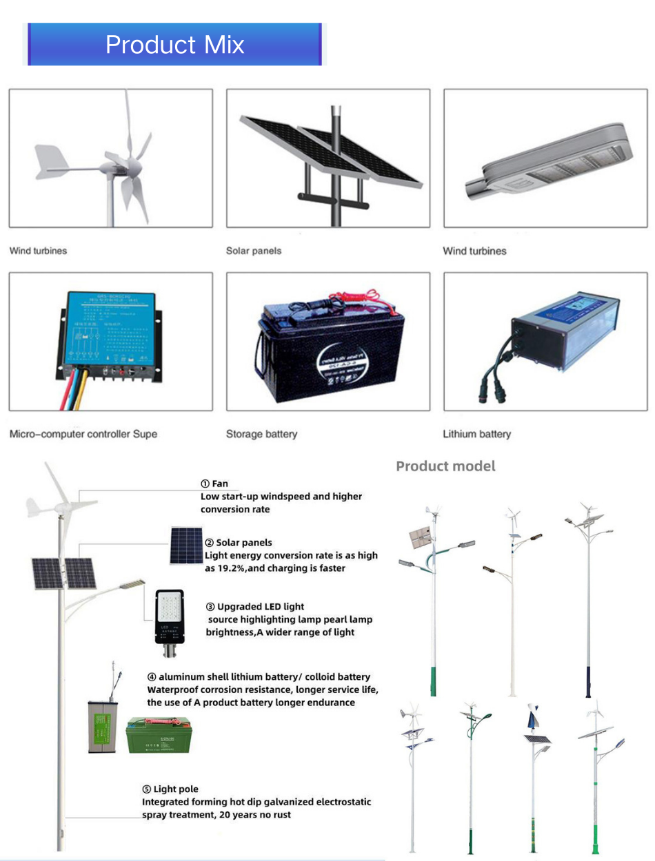 IP66 Wind Turbine Hybrid Solar LED Street Light