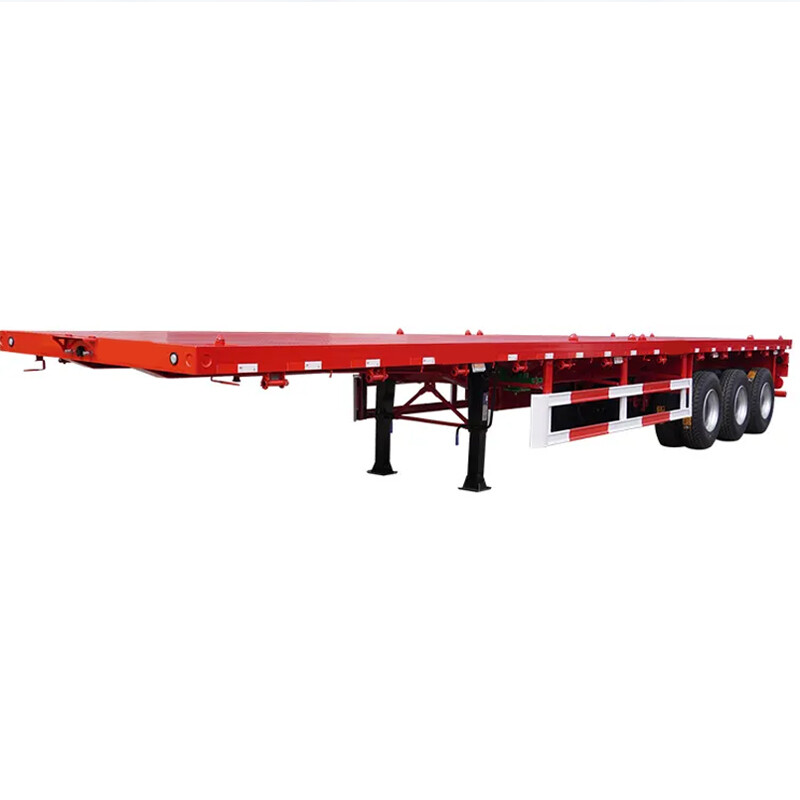 3 Axles 55T Flatbed Container Transport Semi Truck Trailer