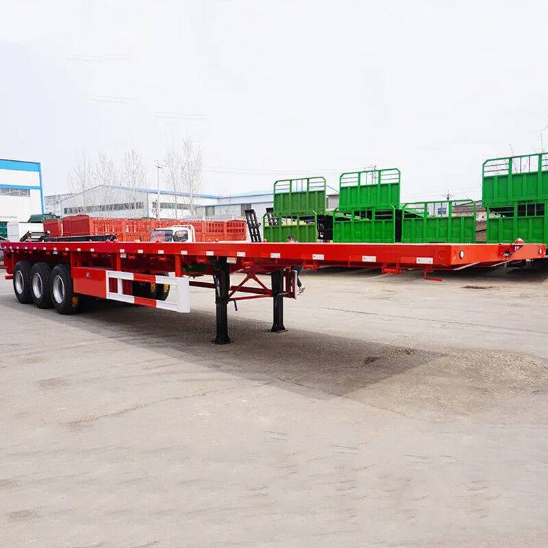 3 Axles 55T Flatbed Container Transport Semi Truck Trailer