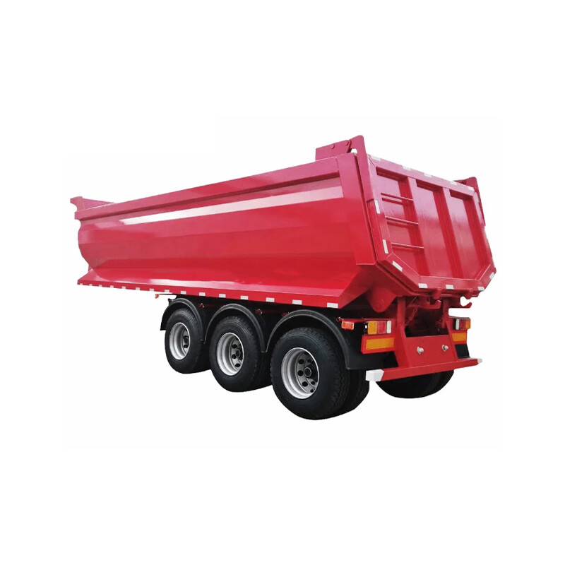 3 Axle 60 Ton Red Half Pipe Tipper Trailer